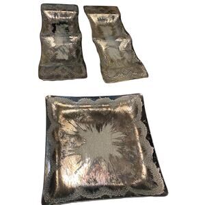 RARE 3 Piece Mid-Century Dorothy Thorpe Atomic Splash Serving Tray SET